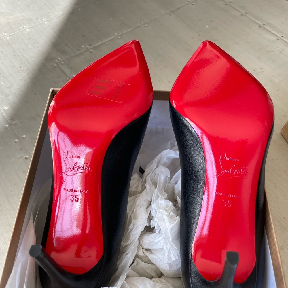 christian louboutin predupump black leather stiletto 85mm sz 35 pump - Picture 8 of 9